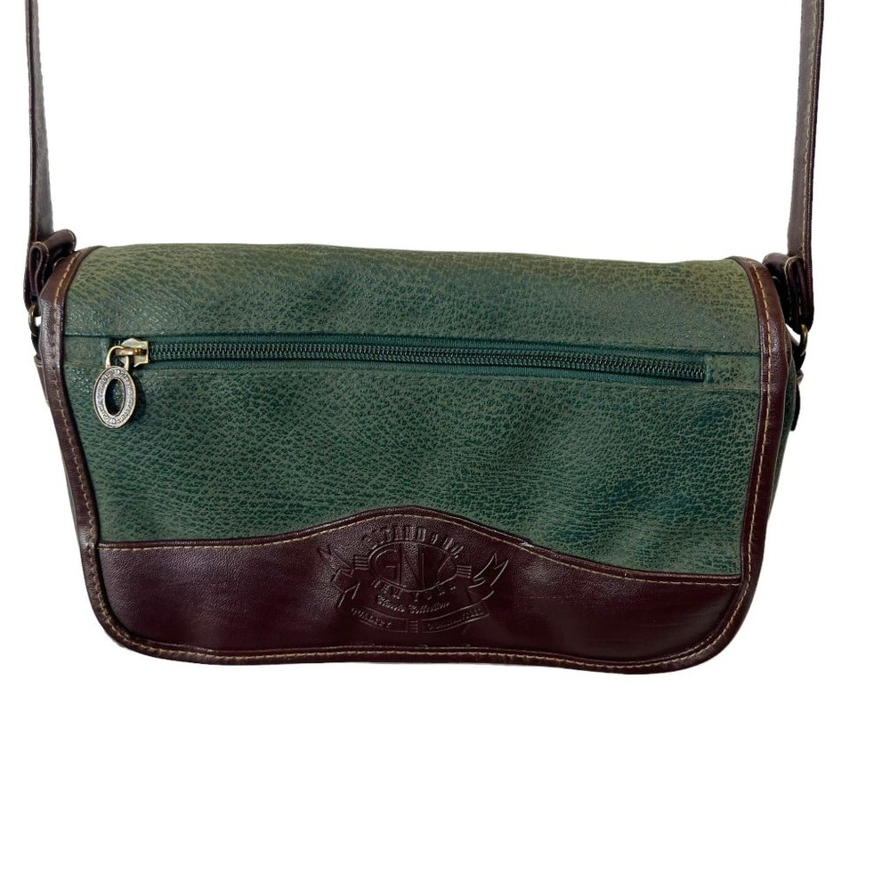 Vintage Green and Brown Leather Shoulder Bag